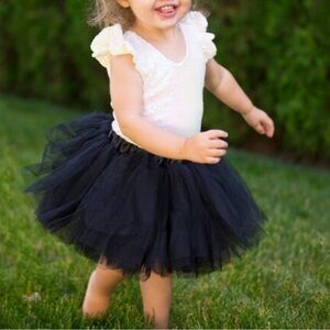 Girls Tulle Tutu Black Elastic Waist Mini Skirt Size